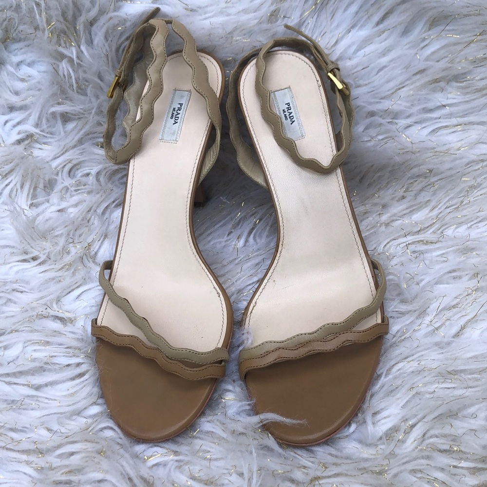 Prada Milano Nude Ankle Strap Sandals  Size 39 EU